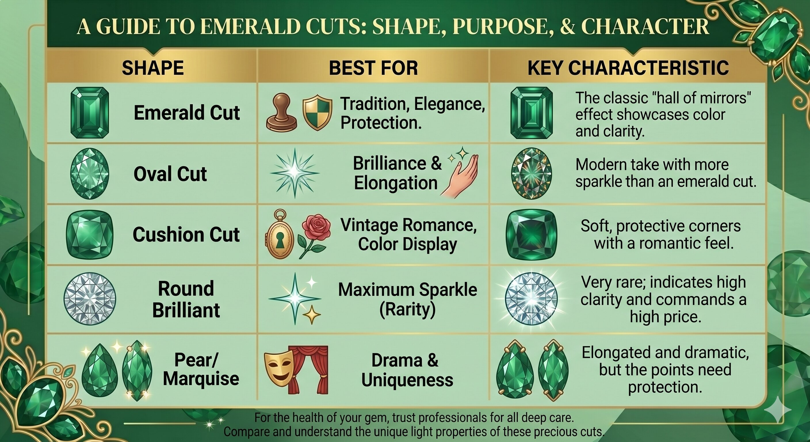 a guide to emerald cut Comparison Table